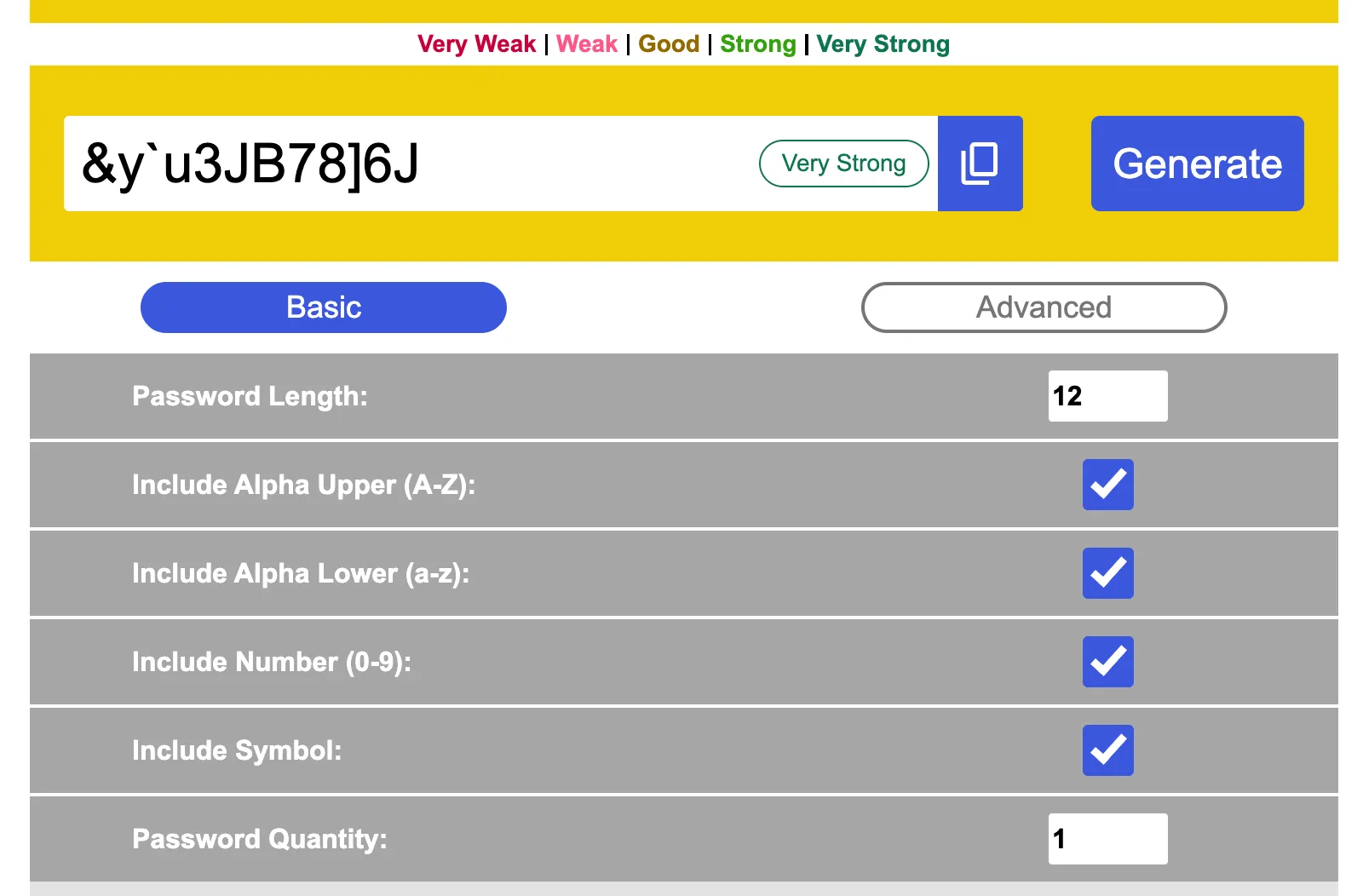 Strong Password Generator